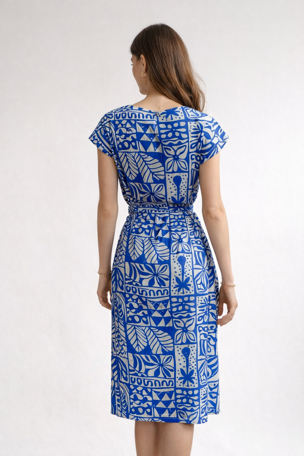 Vestido Para Mujer Lino Midi Con Nudo S61101 Azul