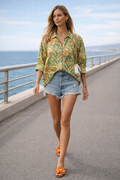 Blusas Para Mujer Camisera Tipo Lino N61108 Verde