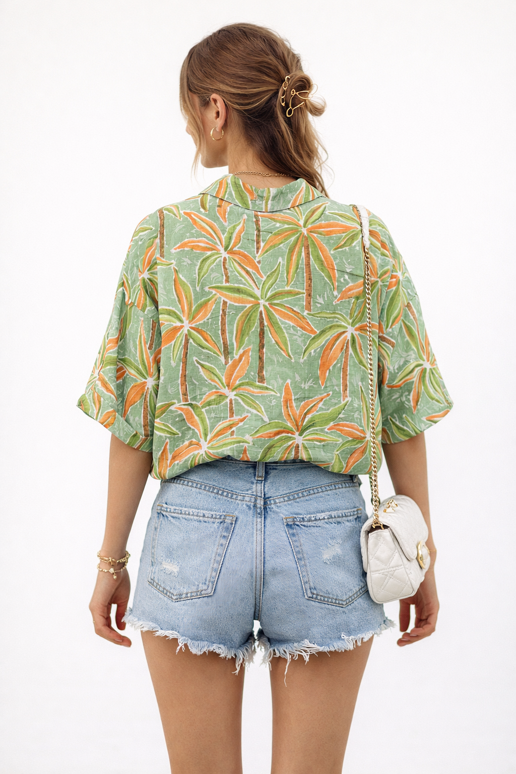 Blusas Para Mujer Camisera Tipo Lino N61108 Verde