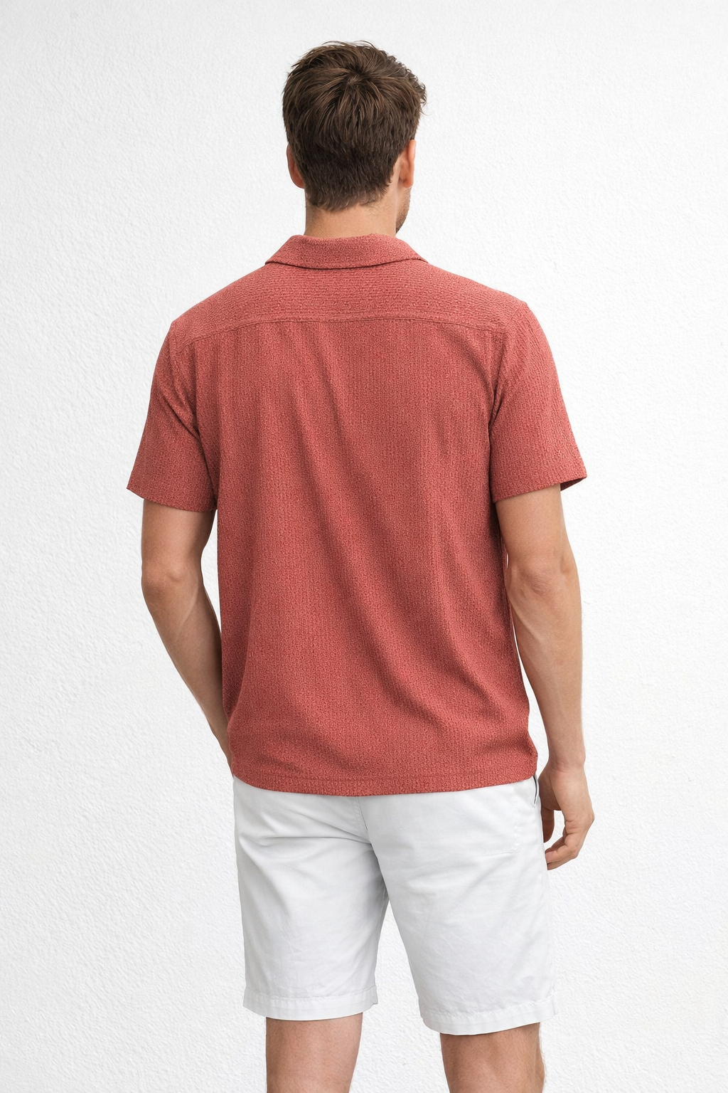 Camisa para Hombre Manga Corta Super Stretch Antiarrugas B61452 Coral