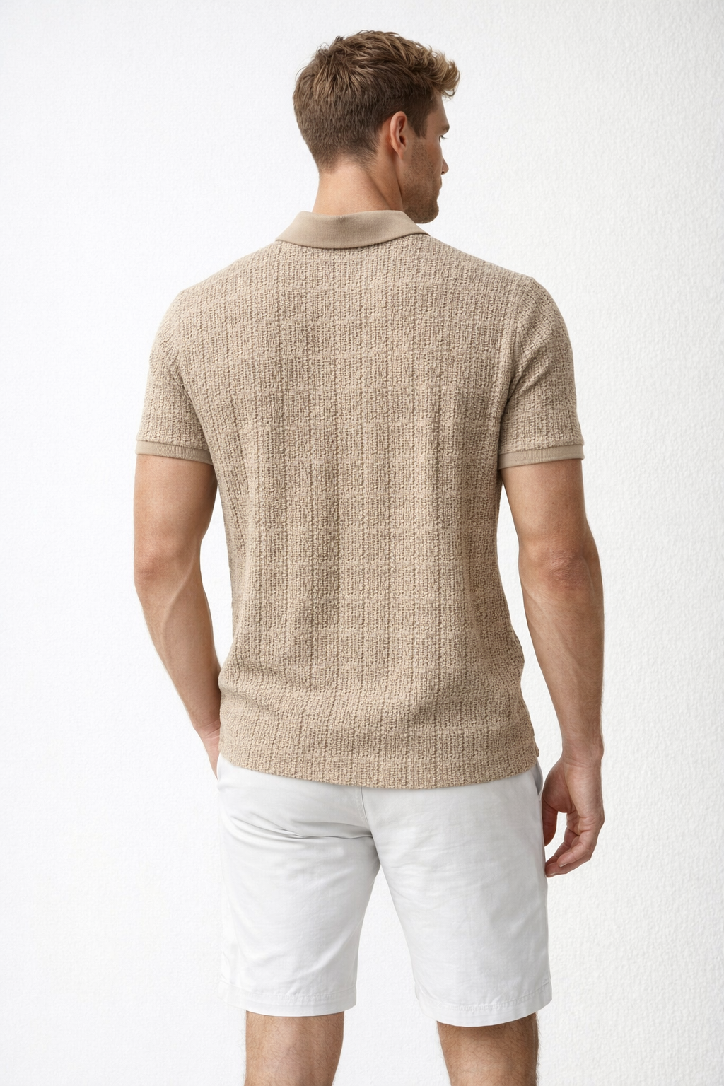 Playera Polo para Hombre Casual Jacquard Antiarrugas A61421 Kaki