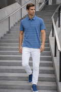 Playera Polo para Hombre Casual Jacquard Super Stretch A61420 Azul