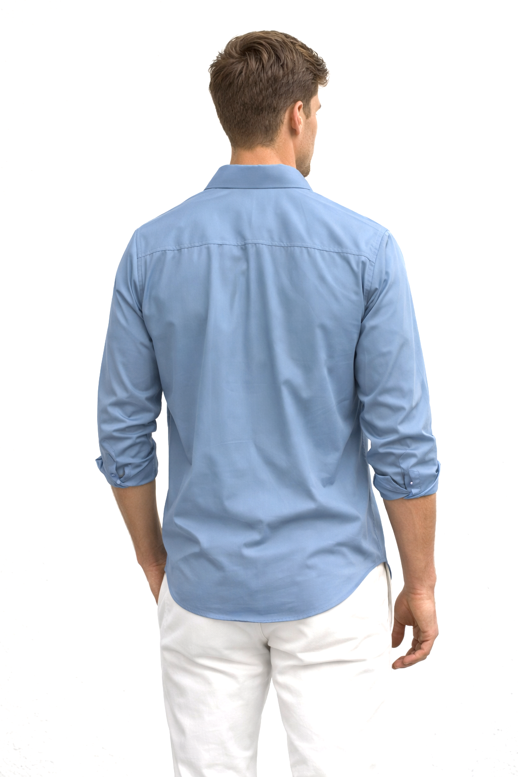 Camisa para Hombre Super Stretch Sin Costura Antiarrugas B61402 Azul