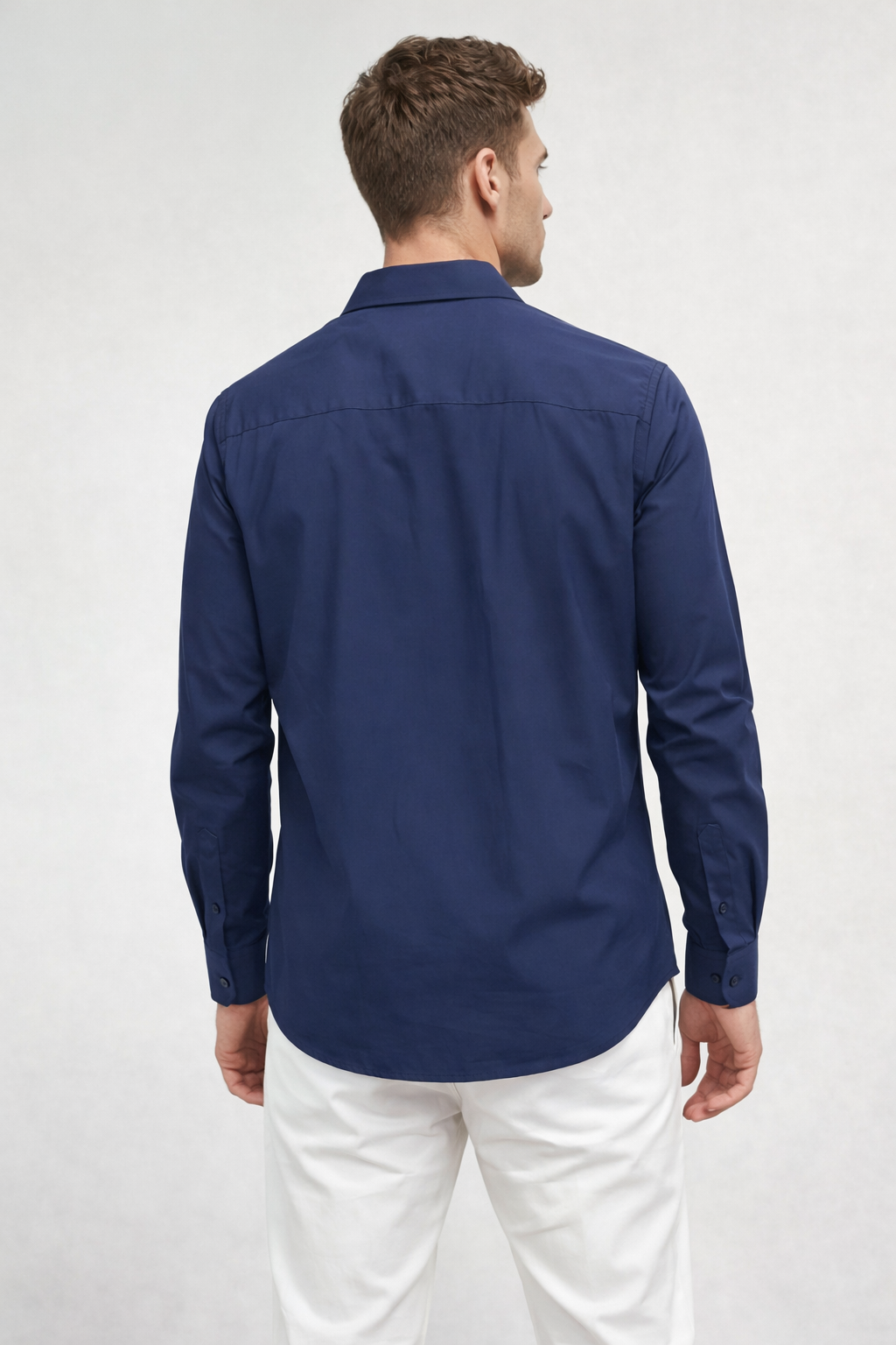 Camisa para Hombre Super Stretch Sin Costura Antiarrugas B61402 Marino