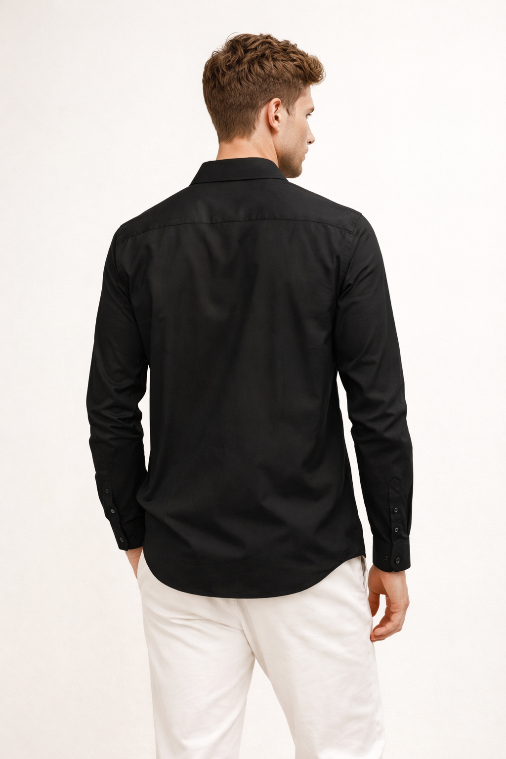 Camisa para Hombre Super Stretch Sin Costura Antiarrugas B61402 Negro