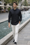 Camisa para Hombre Super Stretch Sin Costura Antiarrugas B61402 Negro