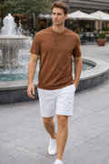 Playeras Polo Para Hombre Cuello Mao Spandex APMAO Cocoa