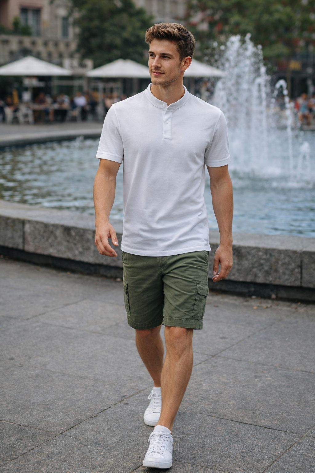 Playeras Polo Para Hombre Cuello Mao Spandex APMAO Blanco