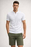 Playeras Polo Para Hombre Cuello Mao Spandex APMAO Blanco