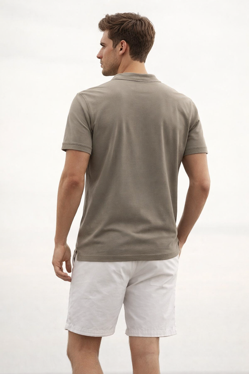 Playeras Polo Para Hombre Cuello Mao Spandex APMAO Kaki