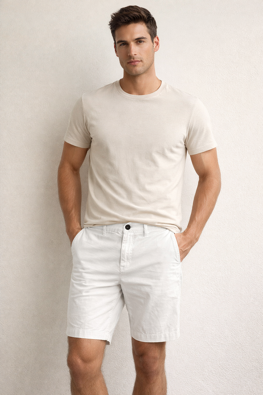 Bermudas Para Hombre De Gabardina Spandex Algodón GBRABSON Blanco