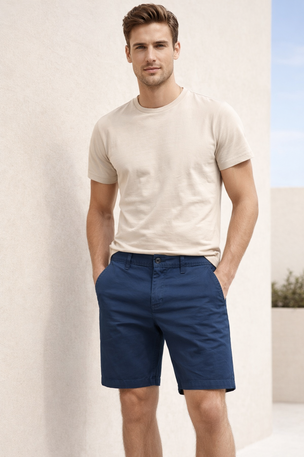 Bermudas Para Hombre De Gabardina Spandex Algodón GBRABSON Marino
