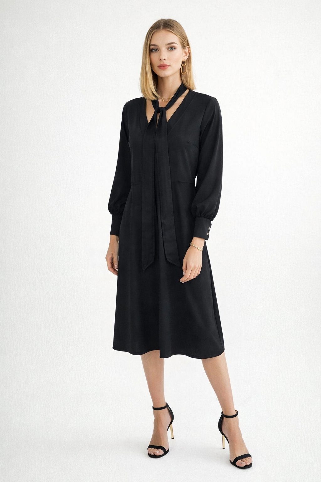 Vestidos Para Mujer Largo Con Lazo Para Cuello S53116 Negro