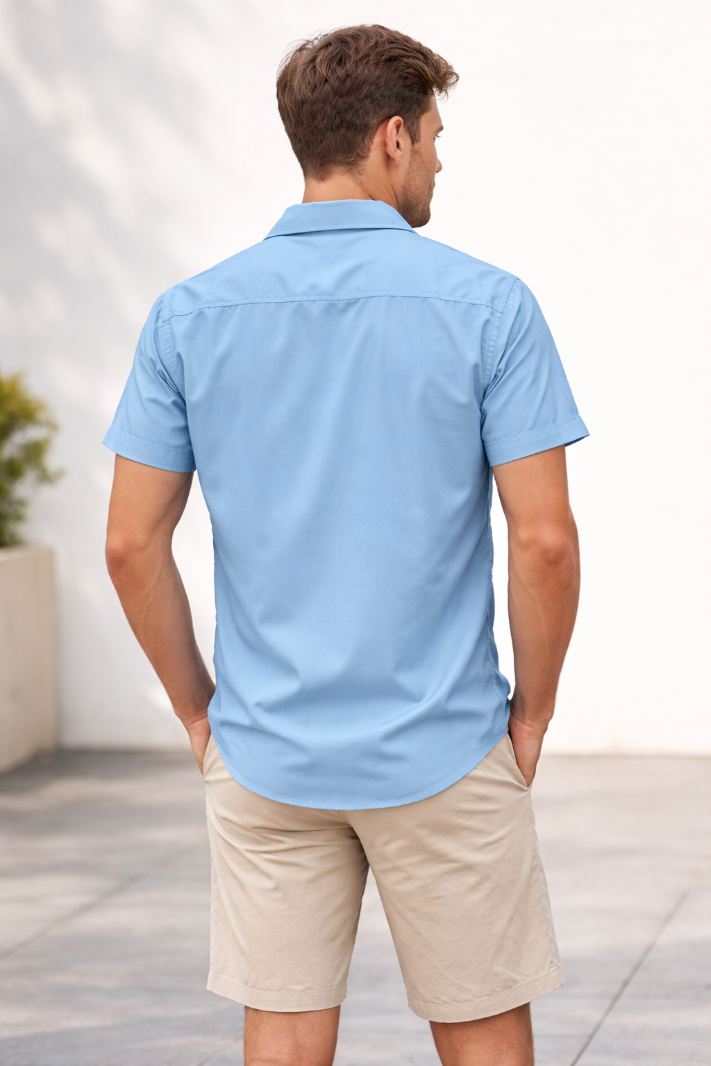 Camisas Para Hombre Manga Corta Spandex Bambú B61352 Azul – BOBOIS