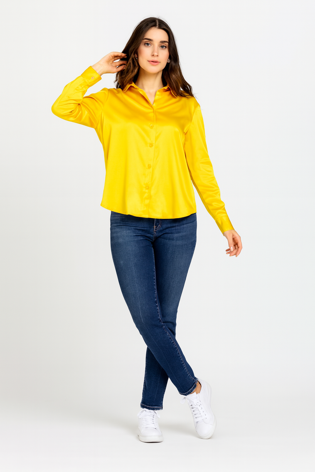 Blusas Para Mujer Camisera Satinada N51103 Amarillo
