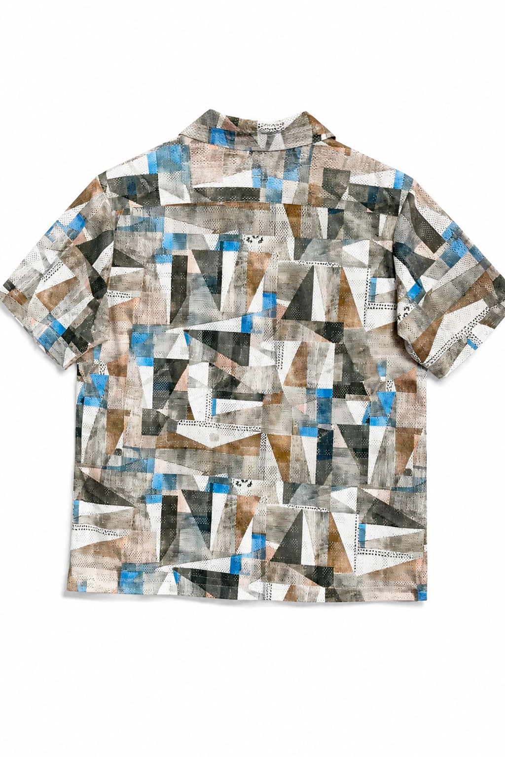 Camisa para Hombre Manga Corta Estampada Tejida Ligera Antiarrugas Crochet B61460 Verde