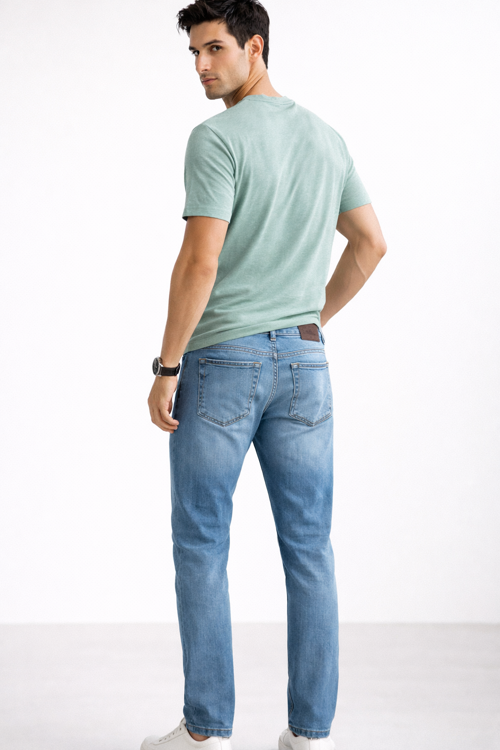 Jeans Para Hombre Mezclilla Slim Deslavado Rasgado J61106 Azul