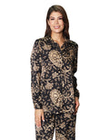 Blusas Para Mujer Satinada Camisera Estampado Paisley N43140 Negro