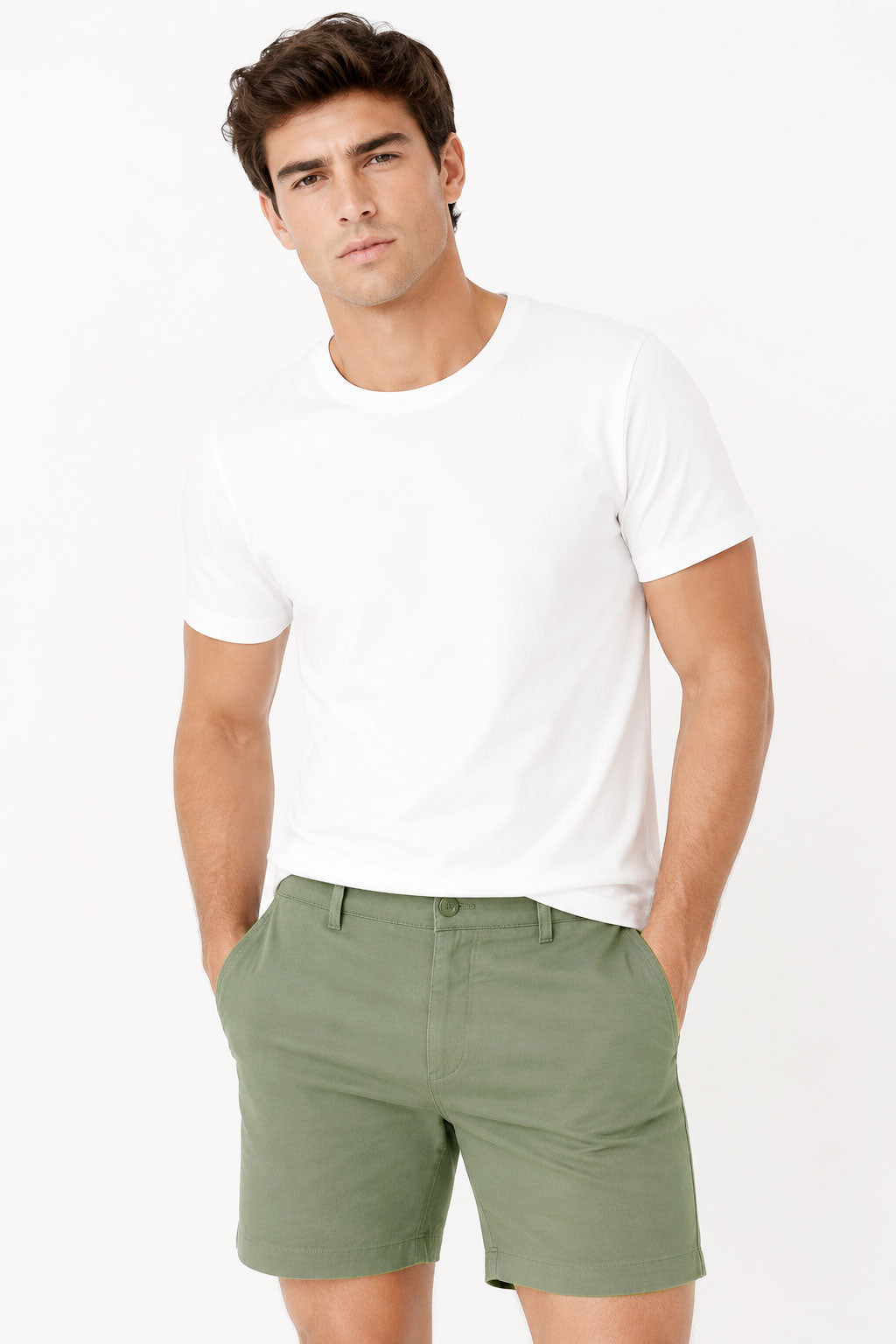 Bermudas Para Hombre Lino Ligero Para Verano G61453 Olivo