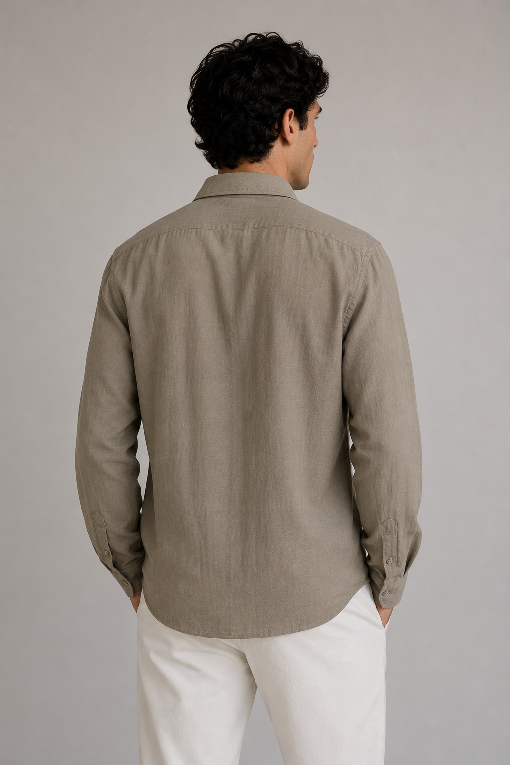 Camisas Para Hombre Manga Larga Ligera Planchado Facil B55407 Kaki