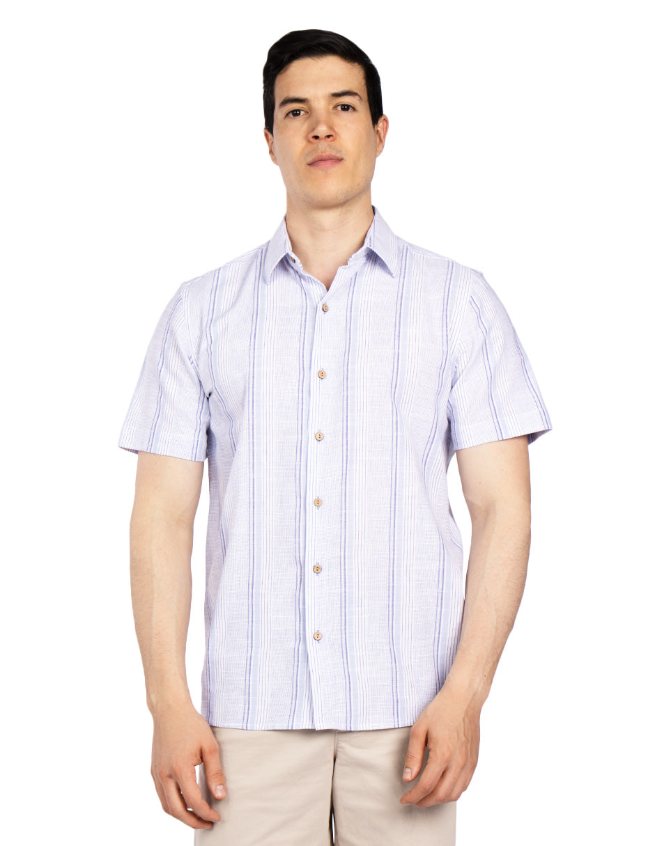 Camisas Para Hombre Dobbie Con Textura B51356 Blanco