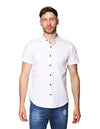 Camisas Para Hombre Bobois Moda Casuales Manga Corta Cuello Mao B31353 Blanco