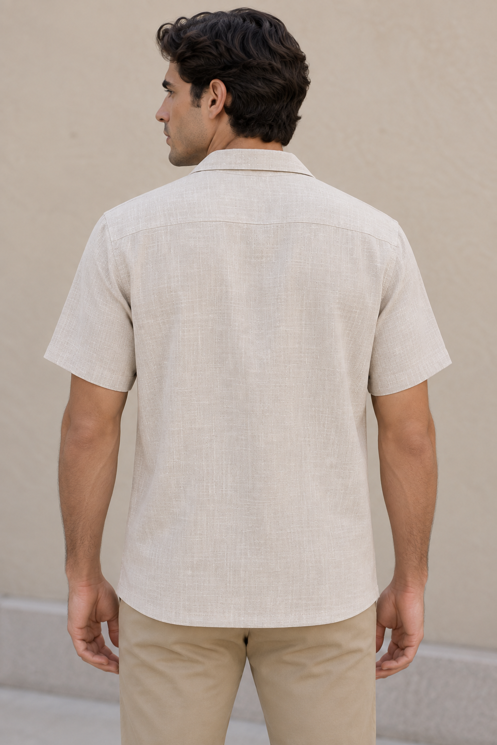 Camisas Para Hombre Tipo Lino Corte Relaxed Estilo Resort B61551 Arena