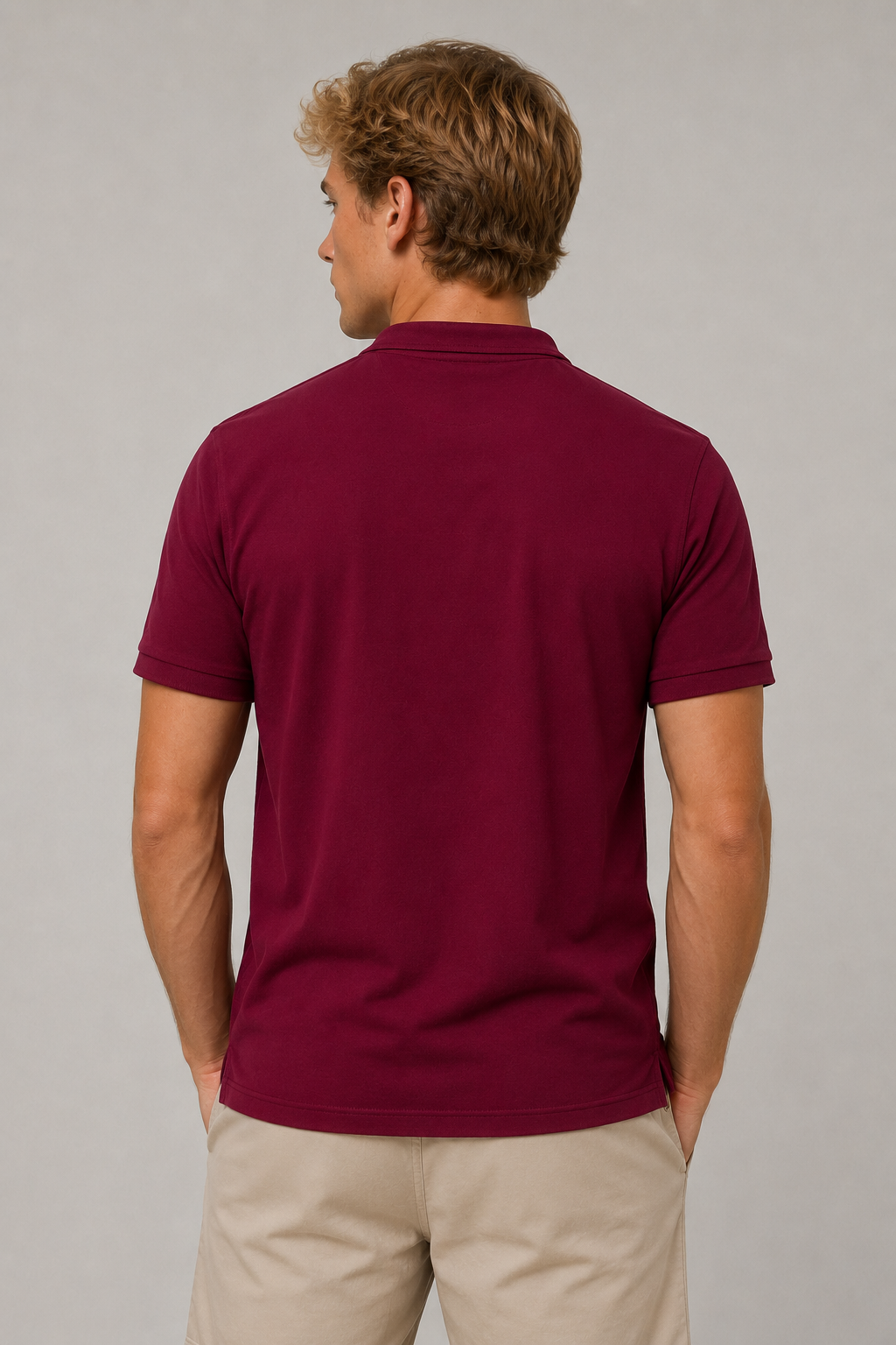 Playeras Polo Para Hombre Cuello Mao Spandex APMAO Vino
