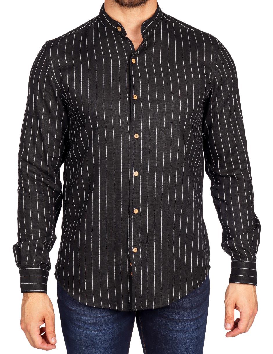 Camisas Para Hombre Tipo Lino B51325 Negro