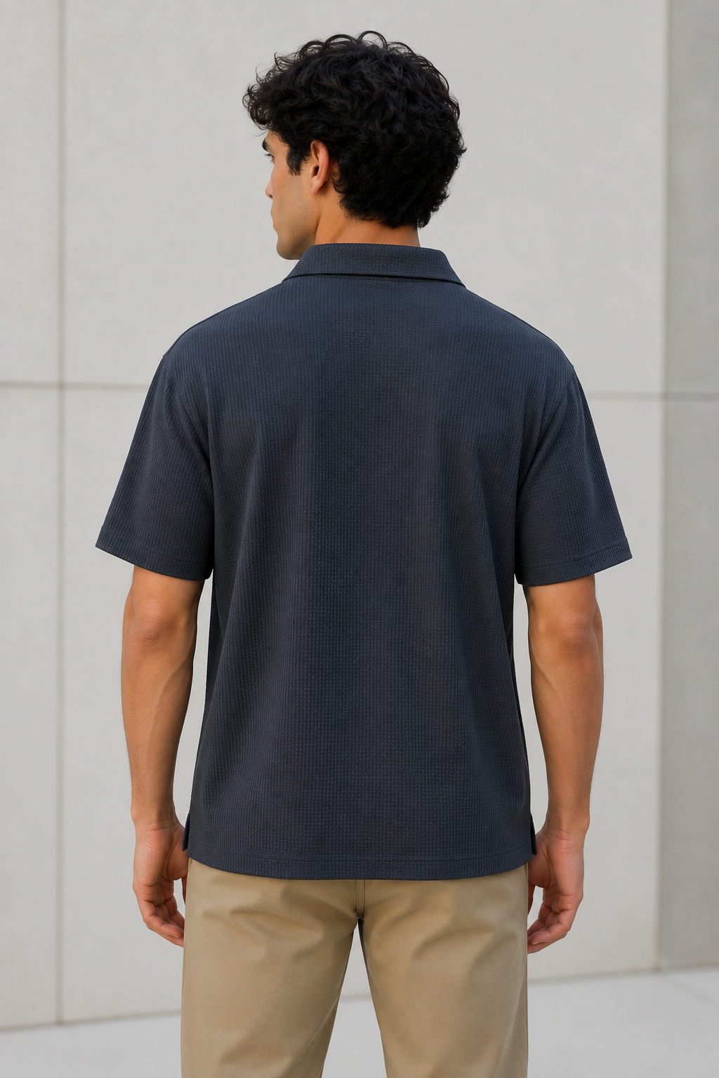 Playeras Polo Para Hombre Premium Con Textura A55405 Azul