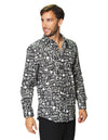 Camisas Para Hombre Manga Larga Estampada B45523 Negro