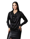 Blusas Para Mujer Bobois Moda Casuales Manga Larga Satinada Elegante N33135 Negro