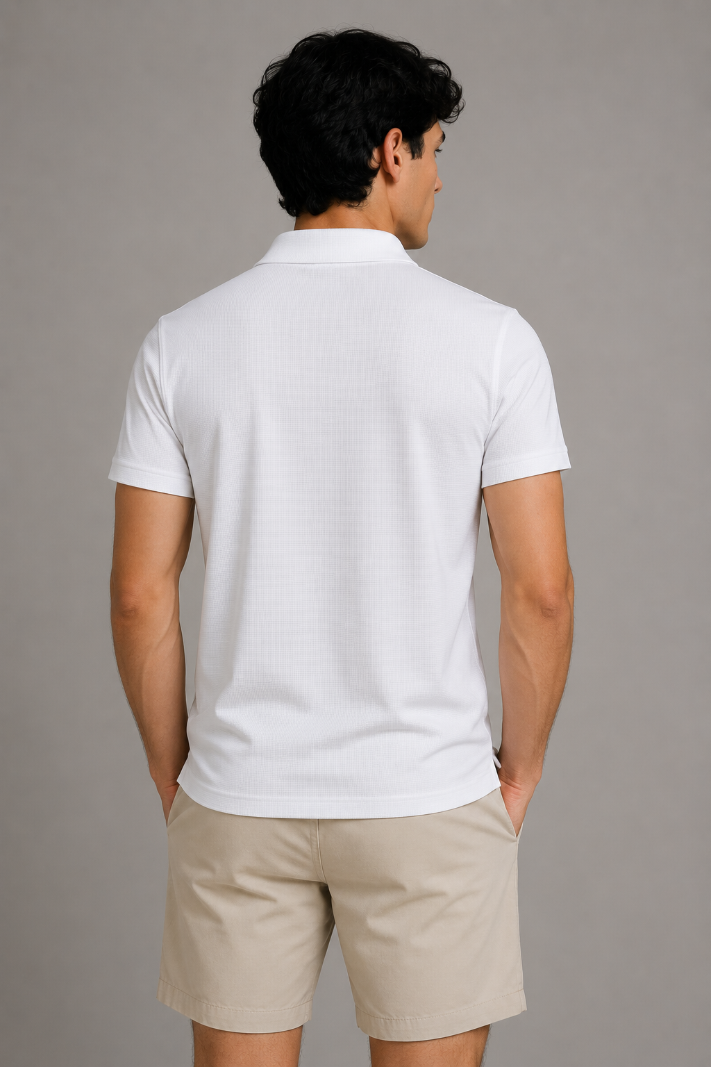 Playeras Polo Para Hombre Spandex Con Textura A55402 Blanco