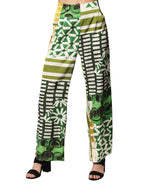 Pantalones Para Mujer Comodo Satinado Estampado W43104 Verde