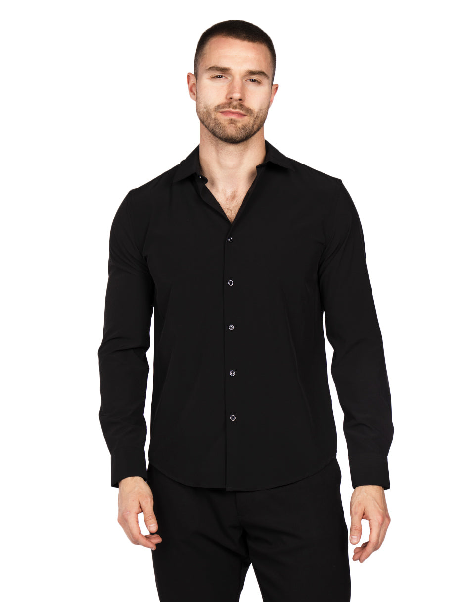 Camisas Para Hombre Regular Fit Sin Arrugas BPOP4W Negro