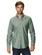 Camisas Para Hombre Manga Larga Lisa B45101 Olivo