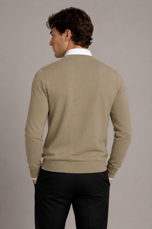 Suéteres Para Hombre Básico de Punto Fino E65301 Moca