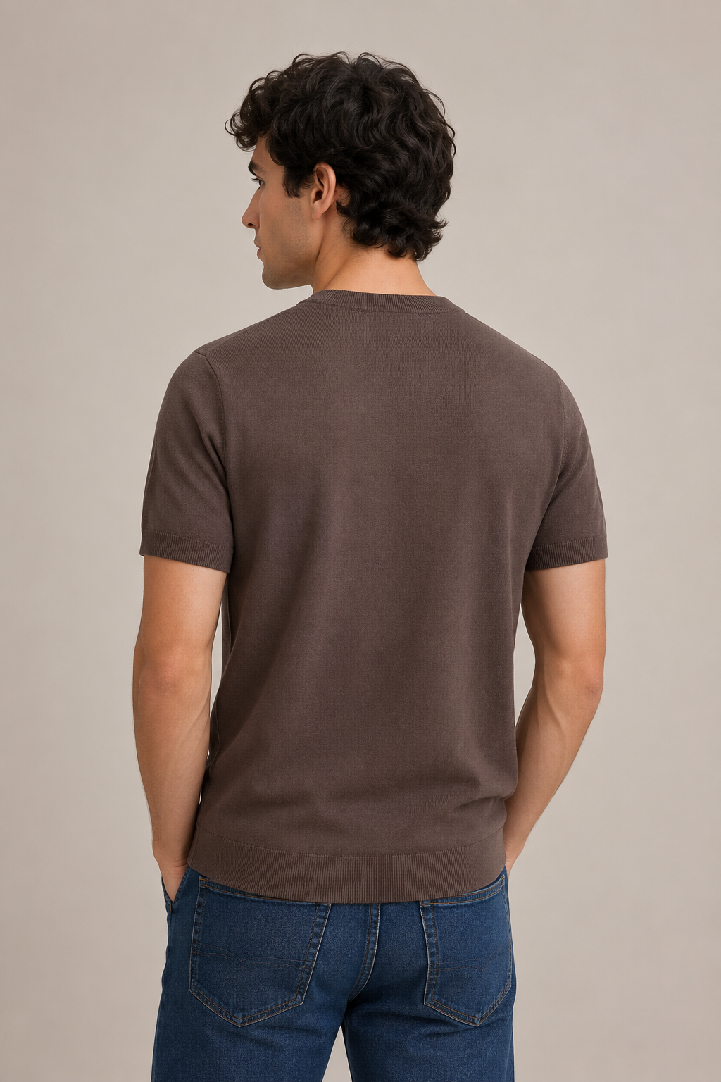 Playeras Para Hombre de Punto Cuello Redondo A61451 Chocolate