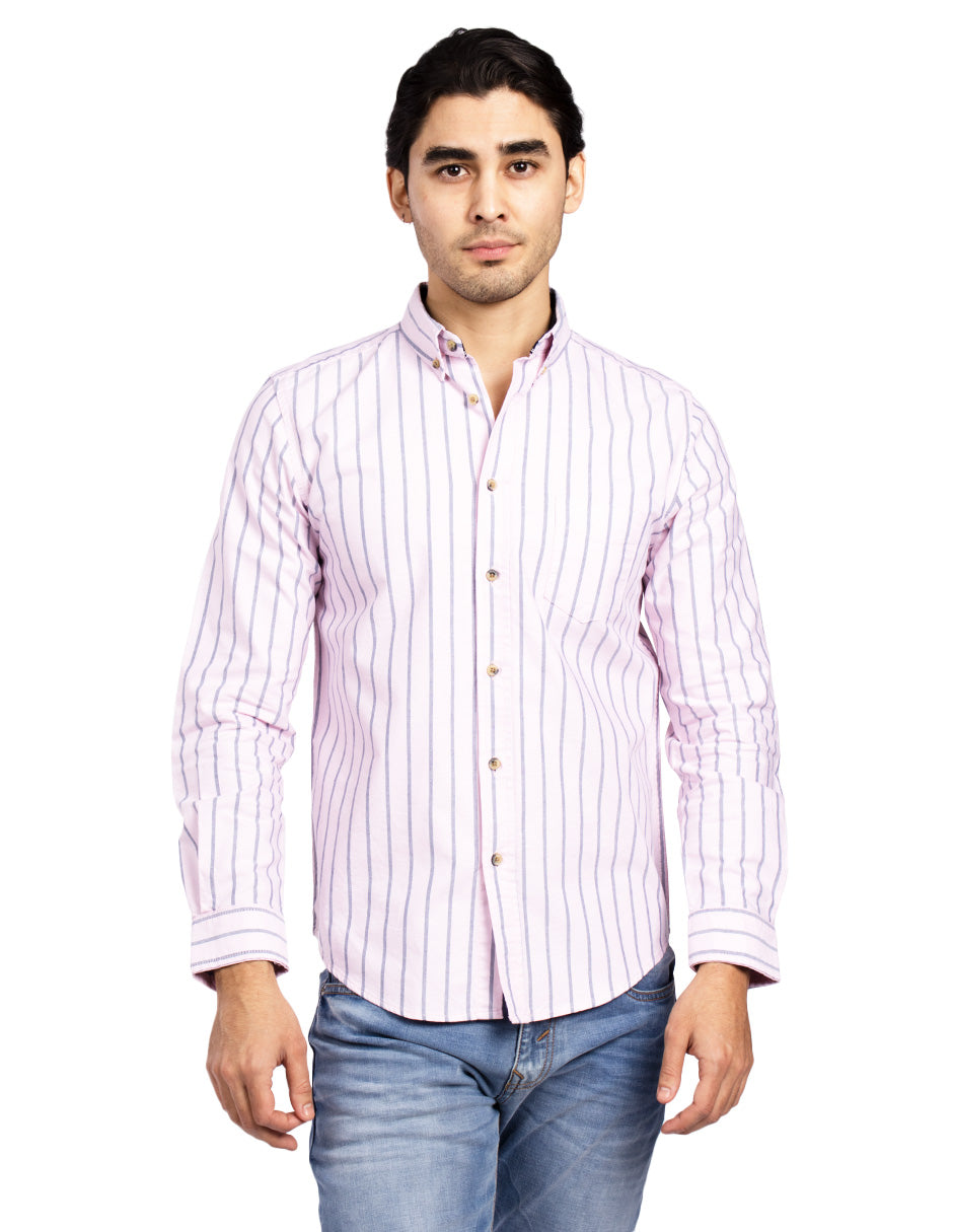 Camisas Para Hombre Regular Fit Oxford B51114 Rosa