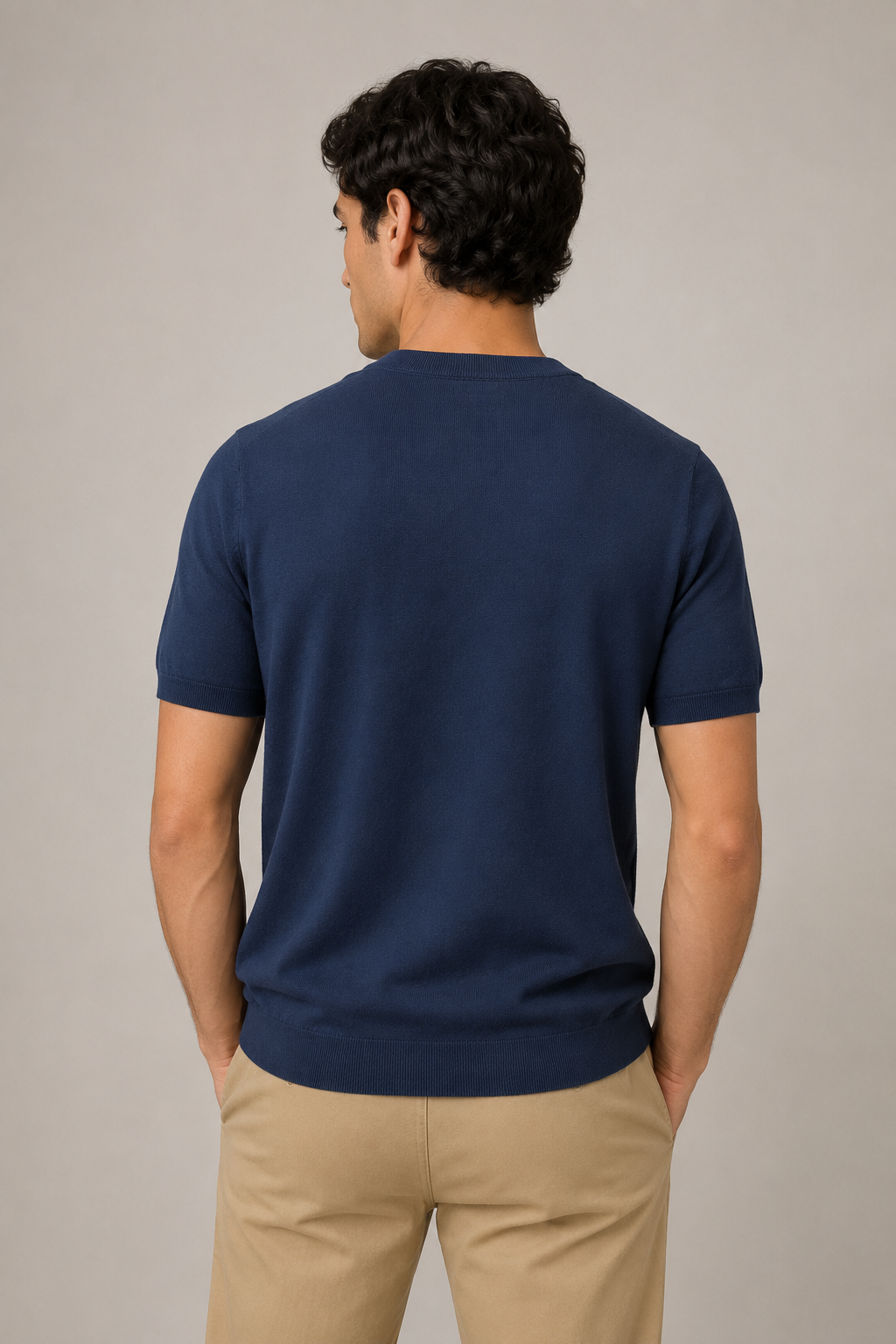 Playeras Para Hombre de Punto Cuello Redondo A61451 Marino