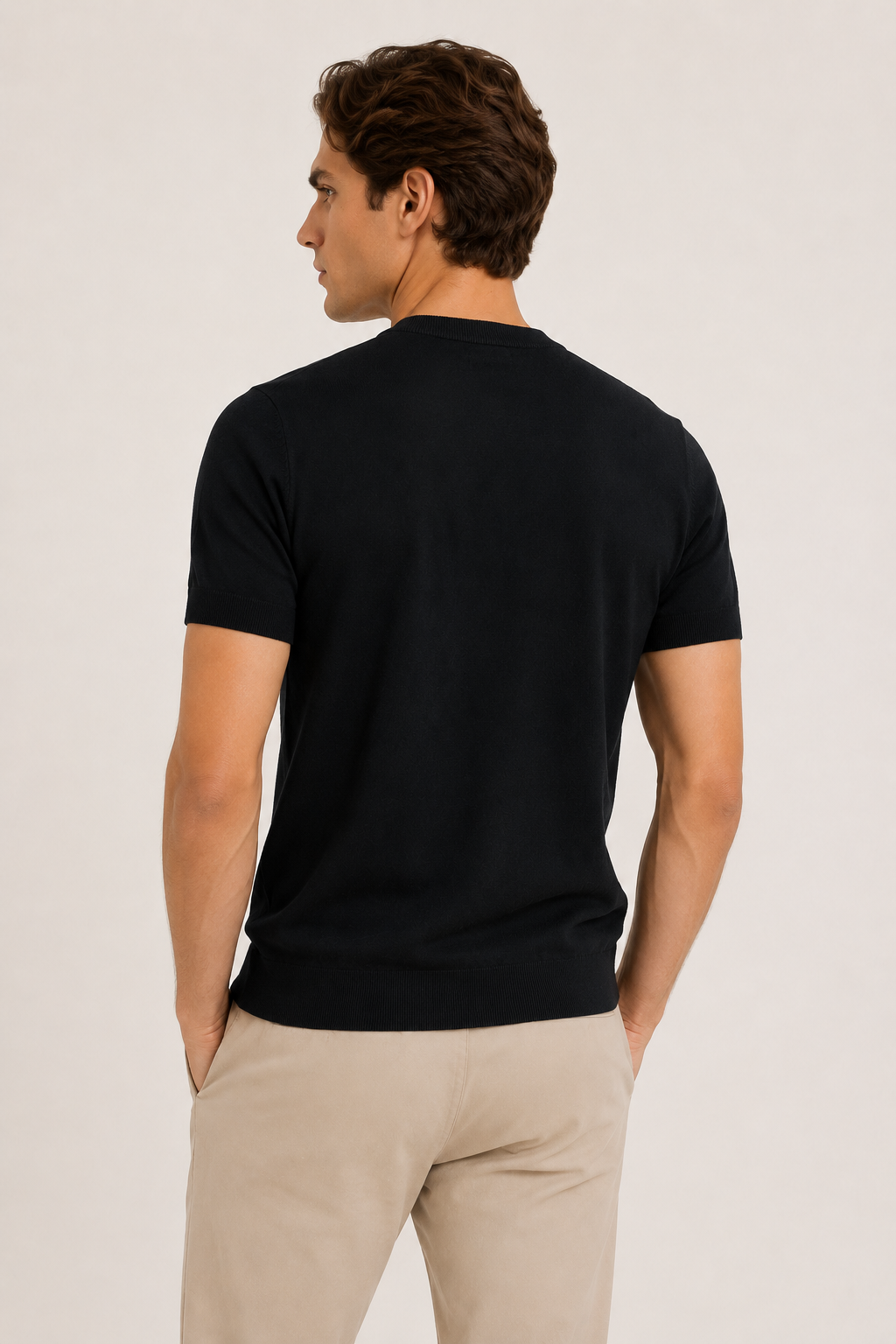 Playeras Para Hombre de Punto Cuello Redondo A61451 Negro