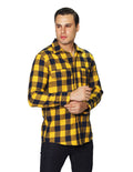 Camisas Para Hombre Bobois Moda Casuales De Manga Larga Tipo Franela Con Estampado De Cuadros Relaxed Fit B35124 Amarillo