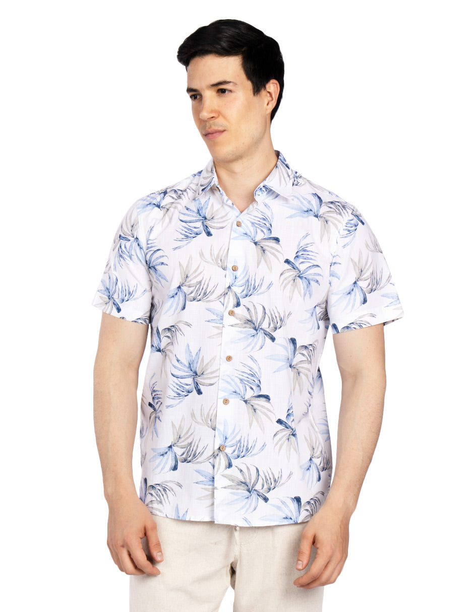 Camisas Para Hombre Estilo Lino B51366 Blanco