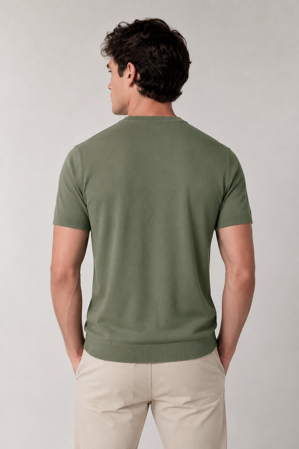 Playeras Para Hombre de Punto Cuello Redondo A61451 Olivo