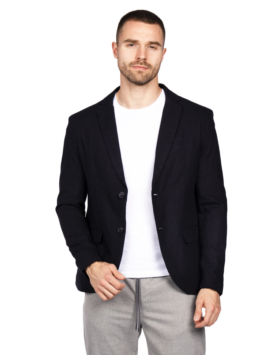 Blazers Para Hombre Casuales De Lino F51301 Marino