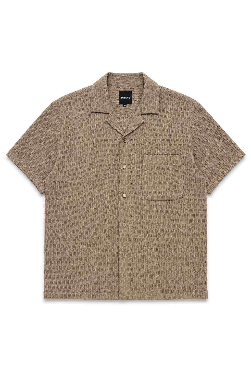 Camisa para Hombre Manga Corta Jacquard Tejida Super Stretch Antiarrugas B61459 Kaki