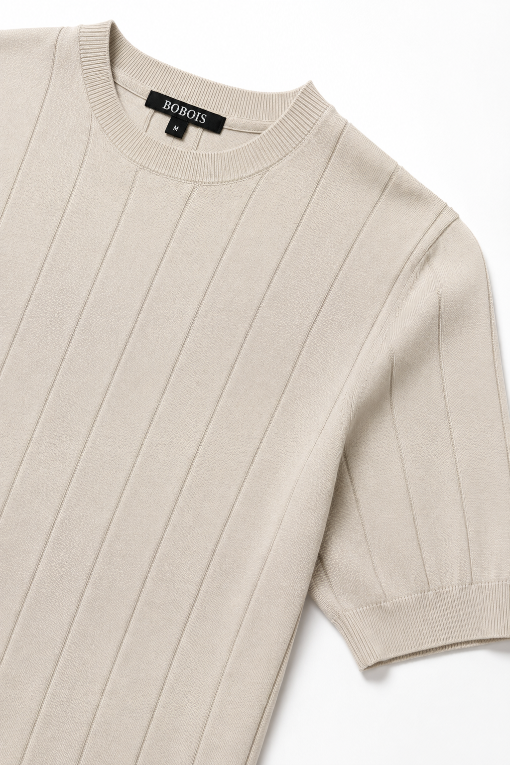Playeras Para Hombre de Punto Tejida Acanalada A61452 Beige