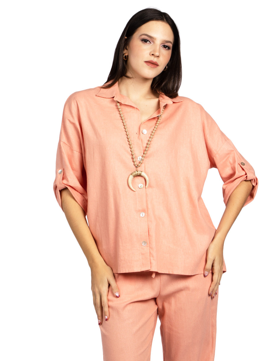 Blusas Para Mujer Camisera Oversize Lisa N51142 Blush