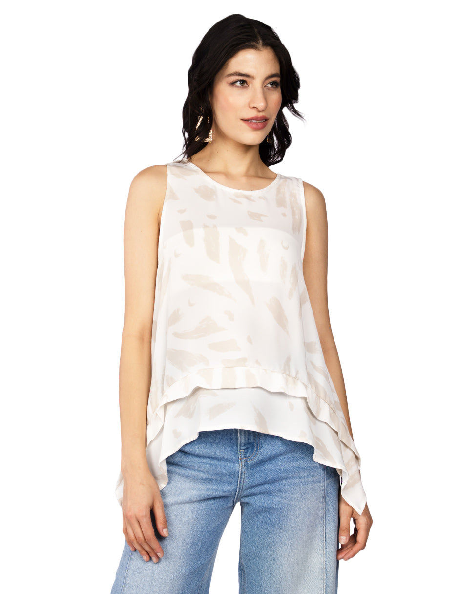 Blusas Para Mujer Translucida Sin Mangas N51121 Hueso