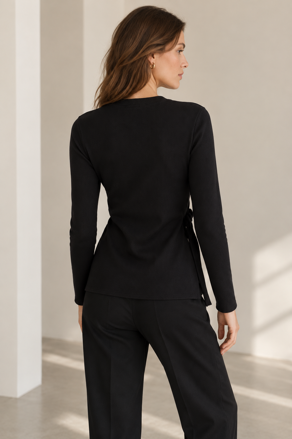 Blusones Para Mujer De Manga Larga Con Amarre N43145 Negro